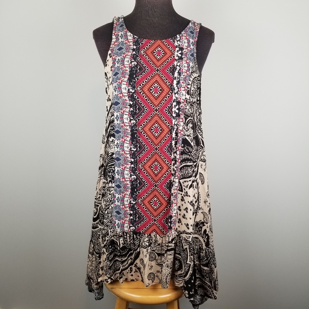 NWT Asymmetrical hi low drop waist cutout dress